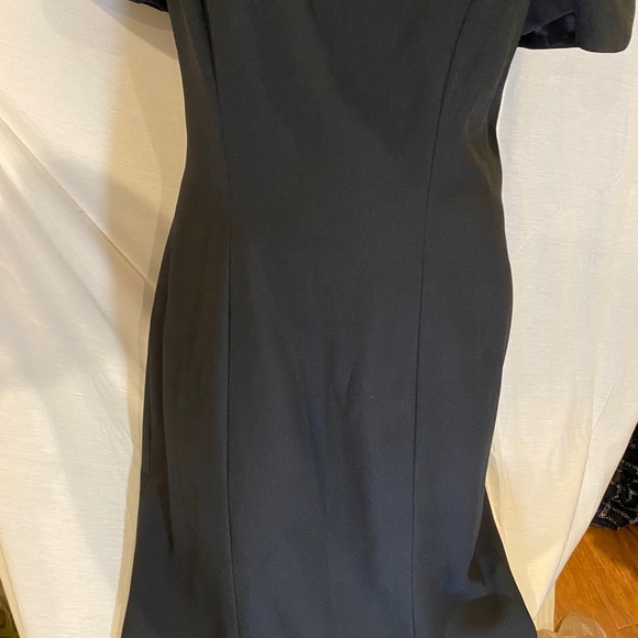 Ladies long black crepe back satin dress vintage - Picture 6 of 9